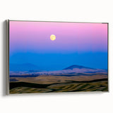 Landscape art painting of the Palouse region on a framed canvas, featuring a palette of greens and browns.