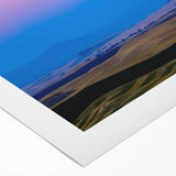 Art deco poster of Palouse, Washington landscape in muted green and brown hues on rolled canvas.