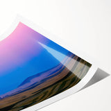 Extra large rolled print of line art flowers over a scenic Palouse backdrop, in muted green and earth tones.