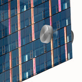 Large abstract depiction of Seattle skyline in muted earth tones on acrylic glass, suitable for dining room art.