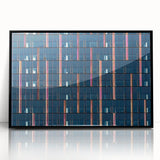Large abstract wall art depicting the Seattle skyline in muted gray tones, framed in black acrylic.