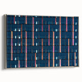 Framed canvas featuring a landscape art painting of Seattle's skyline in colorful hues, ideal for office decor.