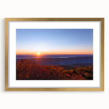 Extra large abstract art print of West Virginia scenery in gold frame, with textured details, ideal for living room decor.