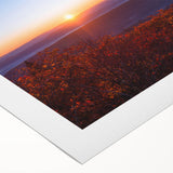 Art deco poster of a West Virginia landscape on rolled canvas, with muted earth tones, suitable for dining room wall art.