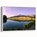 Vintage poster art of Yellowstone with colorful imagery on extra large framed canvas, ideal for living room decor.