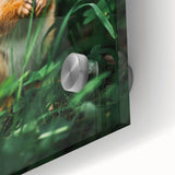 Large abstract wall art depicting spring season in vibrant green and yellow tones on acrylic glass.