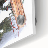 Large abstract wall art featuring muted blue and gray tones on acrylic glass.