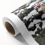 Art deco poster depicting a serene winter scene in muted blue and white tones on rolled canvas, ideal for nursery wall art.