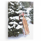 Winter tree silhouette in black and white on large stretched canvas, ideal for kitchen wall art.