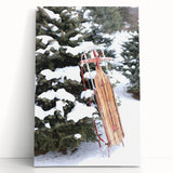 Winter scene in black and white on large stretched canvas, ideal for kitchen wall art.