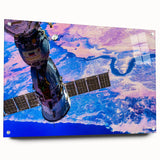 Satellite Over Earth Wall Art - Vibrant NASA Exploration Canvas