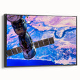 Satellite Over Earth Wall Art - Vibrant NASA Exploration Canvas