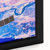 Satellite Over Earth Wall Art - Vibrant NASA Exploration Canvas