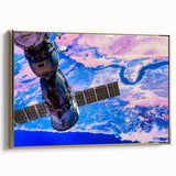 Satellite Over Earth Wall Art - Vibrant NASA Exploration Canvas