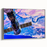 Satellite Over Earth Wall Art - Vibrant NASA Exploration Canvas