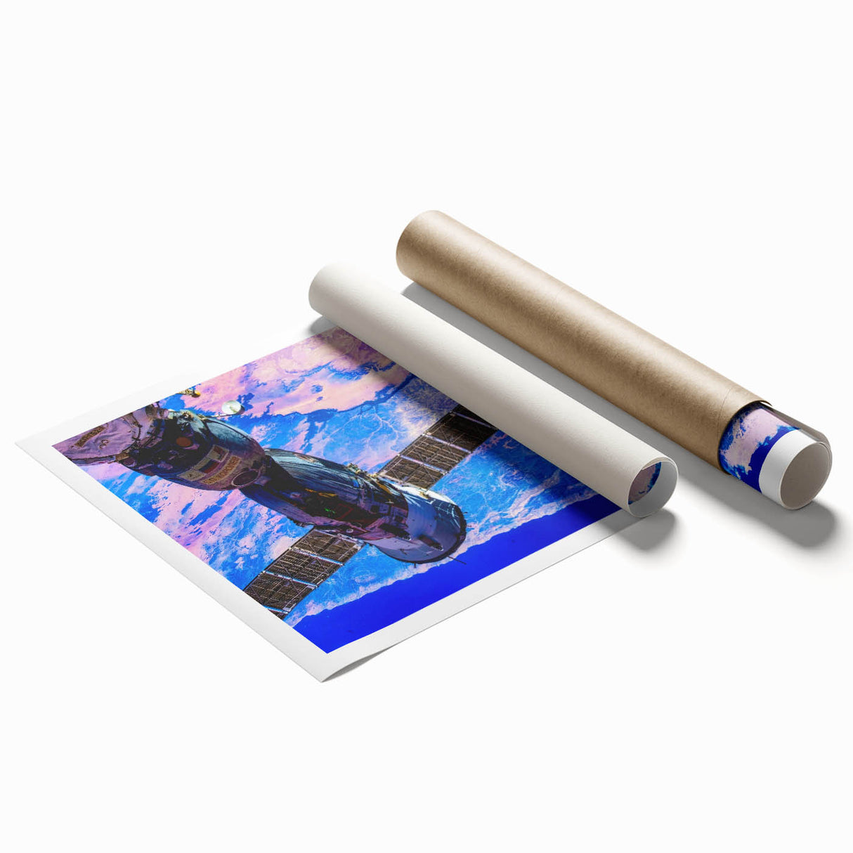 Satellite Over Earth Wall Art - Vibrant NASA Exploration Canvas