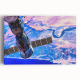 Satellite Over Earth Wall Art - Vibrant NASA Exploration Canvas