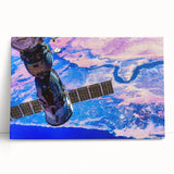 Satellite Over Earth Wall Art - Vibrant NASA Exploration Canvas