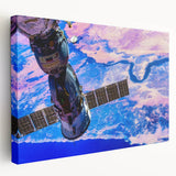 Satellite Over Earth Wall Art - Vibrant NASA Exploration Canvas