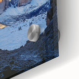 Close-up of an acrylic glass artwork depicting a vibrant landscape with intricate cave details, showcasing rich colors and textures, perfect for modern decor.