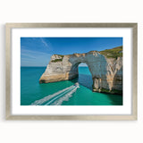 Framed landscape artwork depicting majestic cliffs in silver matting, highlighting natural beauty and elegance for home decor enhancement.