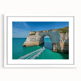 Framed landscape artwork showcasing dramatic cliffs with a white mat, perfect for home decor. Ideal for enhancing modern interiors with nature-inspired aesthetics.