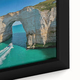 Framed canvas artwork showcasing a dramatic cliff landscape in vibrant colors, emphasizing texture and detail, perfect for adding an artistic touch to home decor.