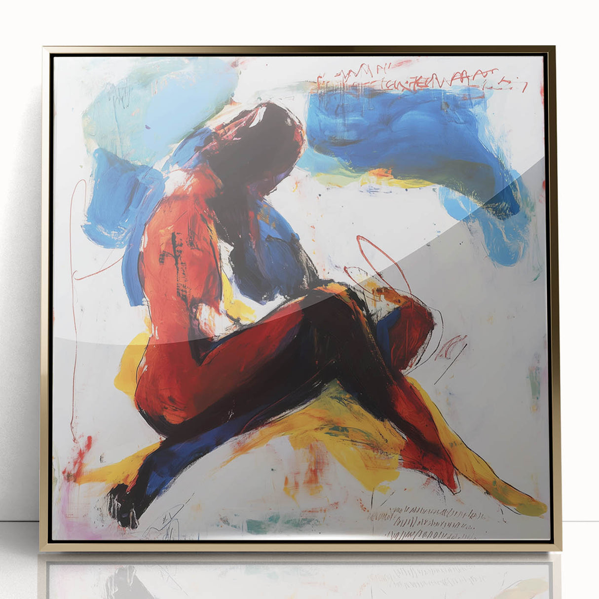 Modern Bedroom Wall Art – Bold Abstract Figure Framed Canvas Print