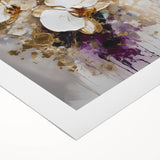 Elegant Dining Room Art Prints - White & Gold Orchid Painting