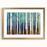Framed Office Art - Birch Forest & Cardinal Modern Canvas