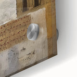 Close-up of abstract architecture wall art on acrylic glass, showcasing vibrant colors and intricate geometric patterns, perfect for modern home decor.