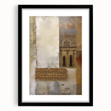 Abstract architectural wall art featuring geometric shapes and a black frame with a white mat, ideal for modern home decor. Perfect for adding a contemporary touch to any space.