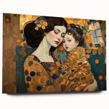 Abstract figurative wall art displayed in a sleek acrylic glass frame, showcasing vibrant colors and dynamic shapes, perfect for modern interior decor.