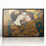 Framed abstract figurative wall art featuring vibrant colors and unique shapes, displayed in a sleek black frame, ideal for modern home decor.