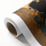 Abstract figurative wall art on rolled canvas showcasing vibrant colors and dynamic shapes, ideal for modern home decor or artistic exhibition.