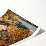 Abstract figurative wall art print showcasing vibrant colors and dynamic shapes, rolled and packaged in a protective cardboard tube for easy display.