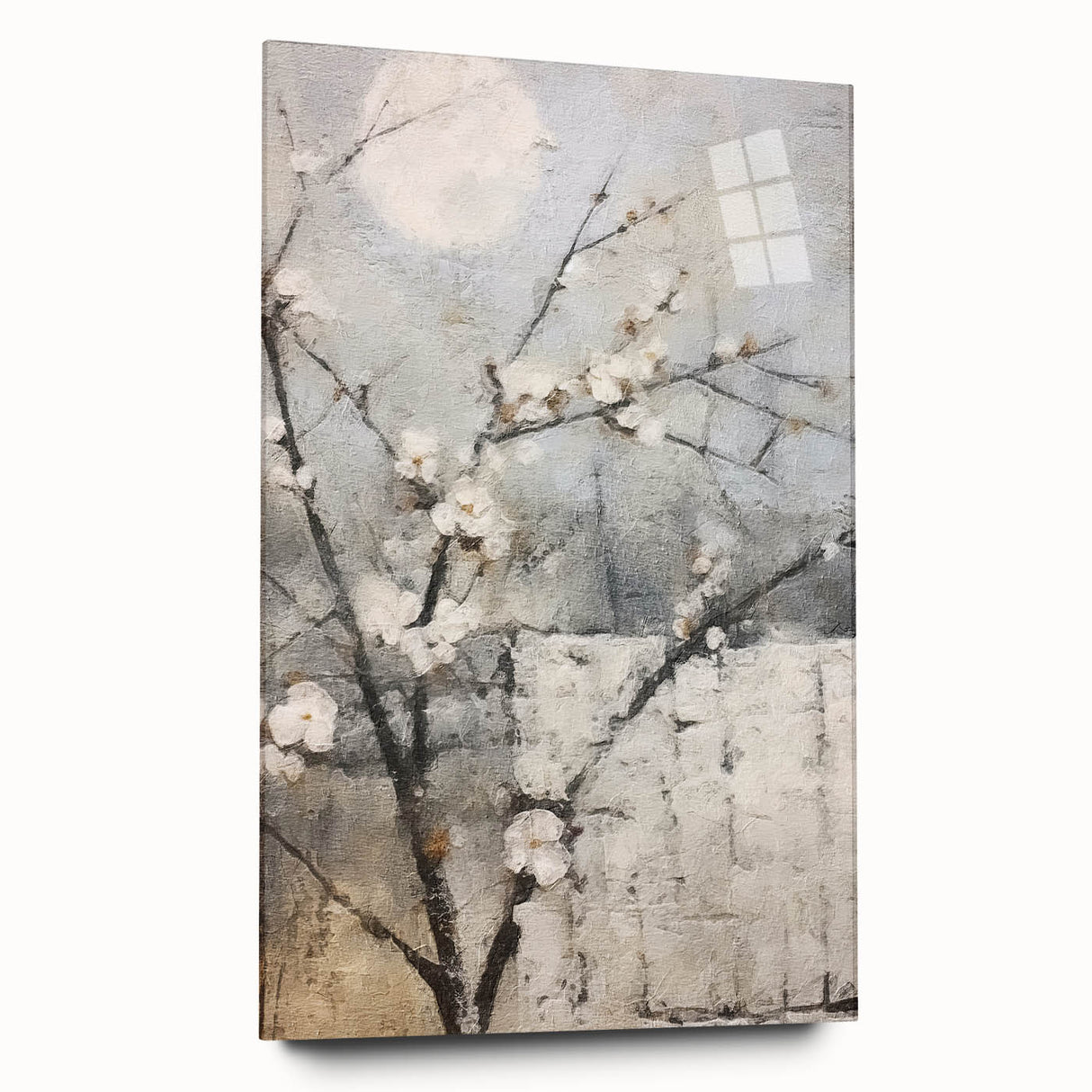 Abstract floral wall art displayed in a sleek acrylic glass frame, showcasing vibrant colors and intricate designs, ideal for modern home decor.
