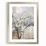 Abstract floral wall art framed with a silver mat, showcasing intricate designs in vibrant colors. Ideal for modern home decor, adding elegance to any space.