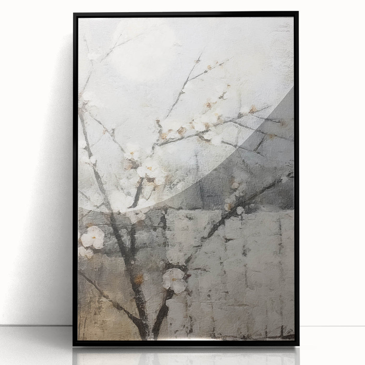 Framed abstract floral wall art featuring vibrant colors and intricate designs, displayed in a sleek black frame, perfect for modern home decor.