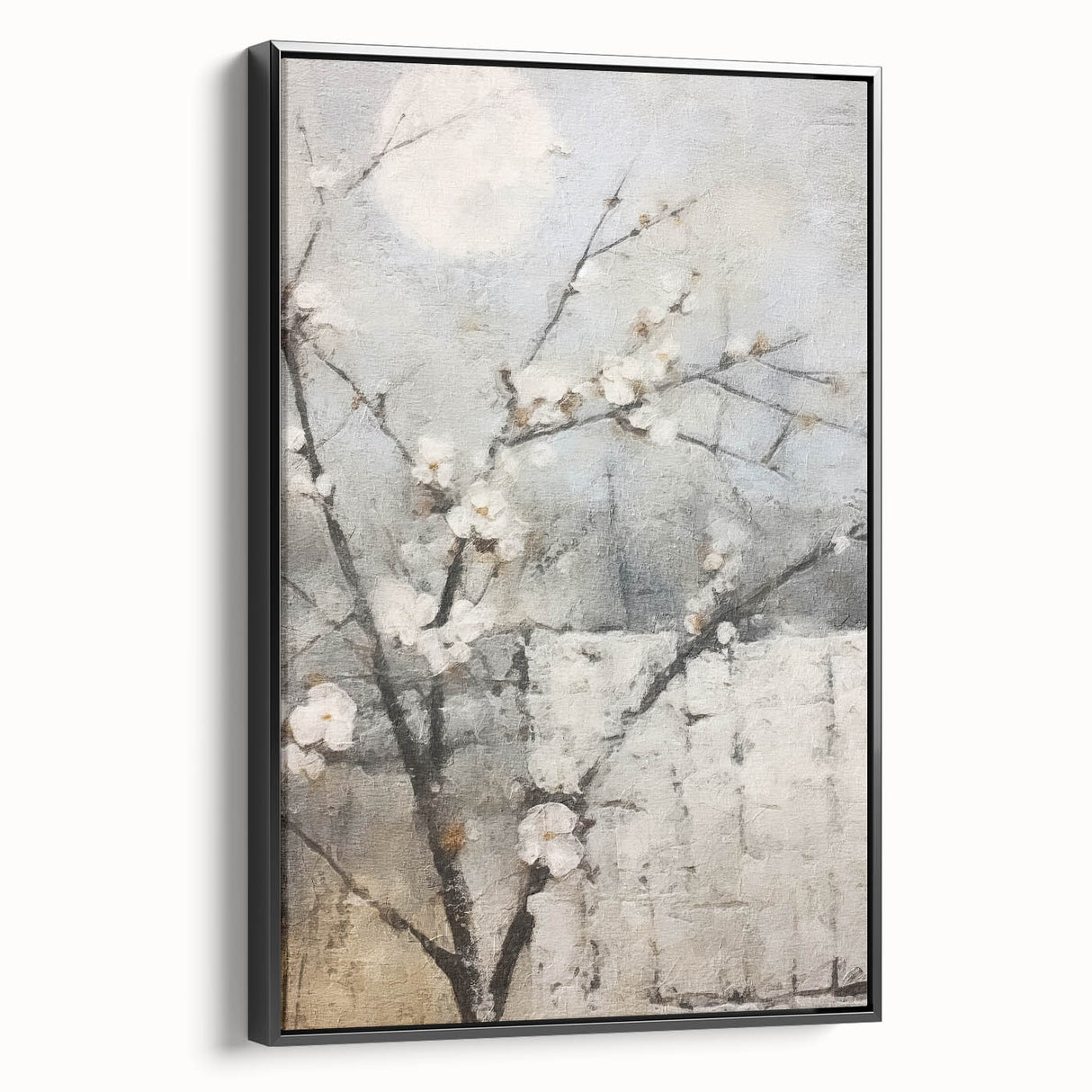Framed abstract floral wall art featuring vibrant colors on a textured canvas, showcasing a black side view that enhances its modern aesthetic appeal.