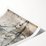 Colorful abstract floral wall art print showcasing vibrant hues of pink, blue, and green, designed for modern home decor, rolled for easy shipping and display.