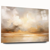 Abstract landscape wall art displayed in a side view, showcasing vibrant colors and fluid shapes, designed with acrylic glass for a modern aesthetic. Perfect for home decor.