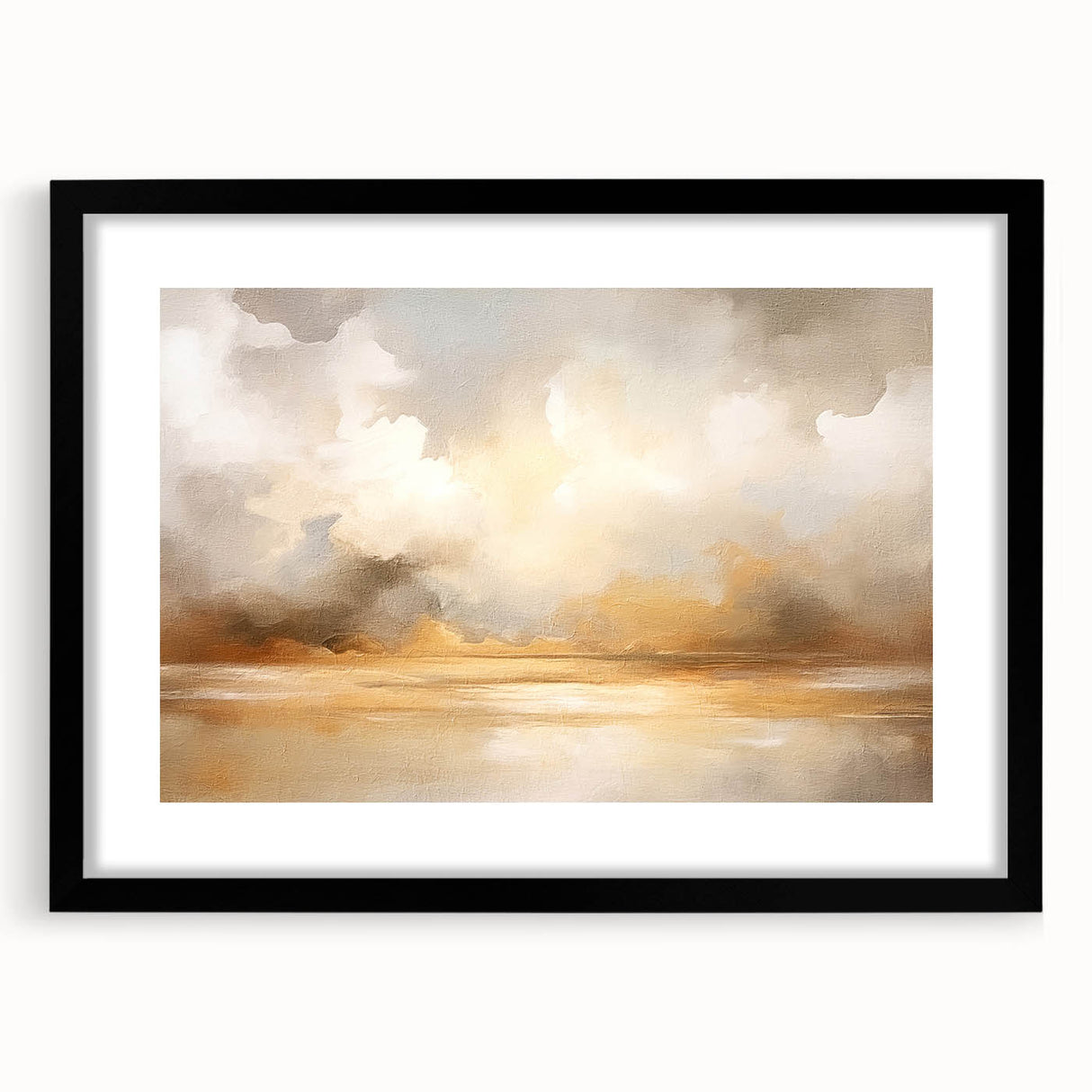 Abstract landscape wall art framed in black with a mat, showcasing vibrant colors and intricate patterns, ideal for modern home decor and artistic settings.