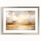 Abstract landscape wall art print framed in silver with a mat, showcasing vibrant colors and dynamic forms, ideal for home decor or modern art enthusiasts.