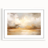 Abstract landscape wall art framed in white with a mat, showcasing vibrant colors and intricate details, perfect for modern home decor. Ideal for enhancing living spaces.