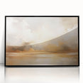 Framed abstract landscape wall art with a black acrylic frame, showcasing vibrant colors and fluid shapes, perfect for modern home decor enhancement.