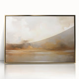 Framed acrylic wall art showcasing a vibrant abstract landscape in gold tones, perfect for modern home decor. Ideal for enhancing living spaces with style and elegance.