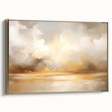 Framed canvas wall art showcasing an abstract landscape design in shades of gold, perfect for modern home decor. The artwork features a sleek side view, highlighting its elegant frame and vibrant colors, ideal for adding sophistication to any living space.