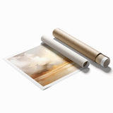 Abstract landscape wall art print featuring vibrant colors and dynamic shapes, rolled for easy shipping, showcasing modern artistic design ideal for home decor.