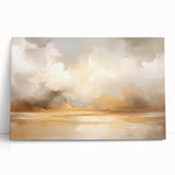 Abstract landscape wall art on stretched canvas, showcasing vibrant colors and dynamic shapes, ideal for modern home decor or office ambiance. The artwork leans against a neutral backdrop, emphasizing its striking design and contemporary style.